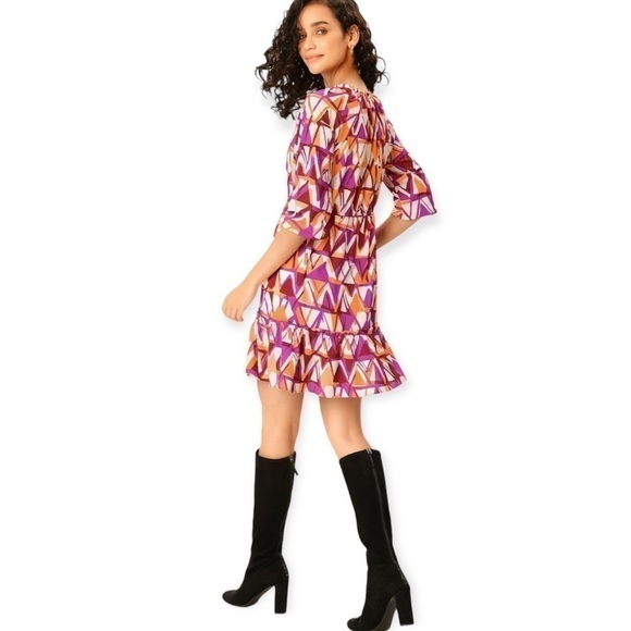 4 for $40 SALE! Wayward Fancies by eShakti Abstract Dress, Maroon Multi, Size 6 - Picture 3 of 13